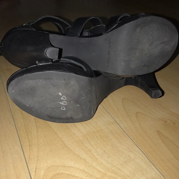 Via Spiga Black Leather High Heels Sandals - Picture 4 of 6